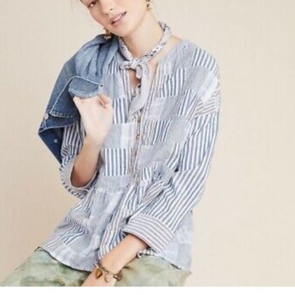 Maeve The Zoe Swing Patchwork Blouse in Patchwork - Picture 3 of 8